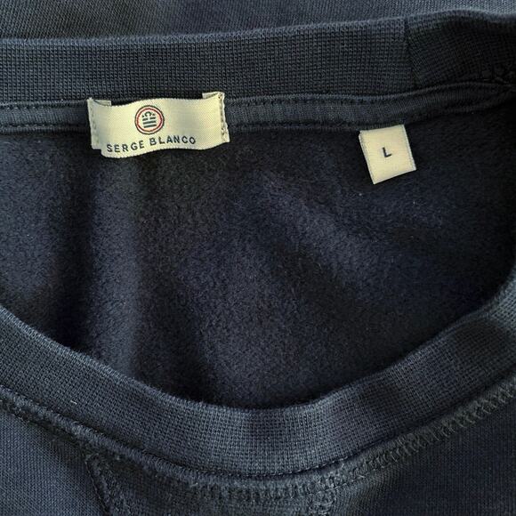 Serge Blanco Size L Crewneck Sweatshirt Marine Blue - Picture 3 of 6